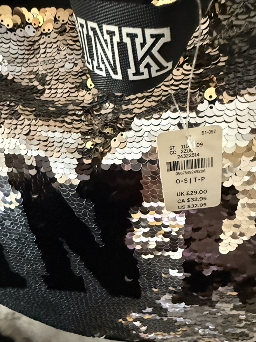 Victoria’s Secret PINK Sequin Large Tote in Silver , hints of Gold & Black - Picture 6 of 8